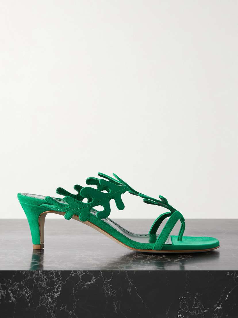 Manolo Blahnik Hidrag 50 Suede Mules