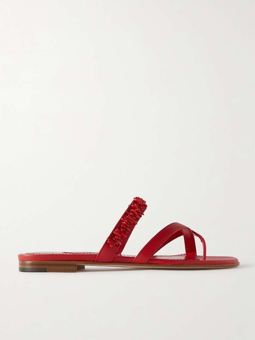 Manolo Blahnik Corasu 10 Bead-embellished Leather Sandals