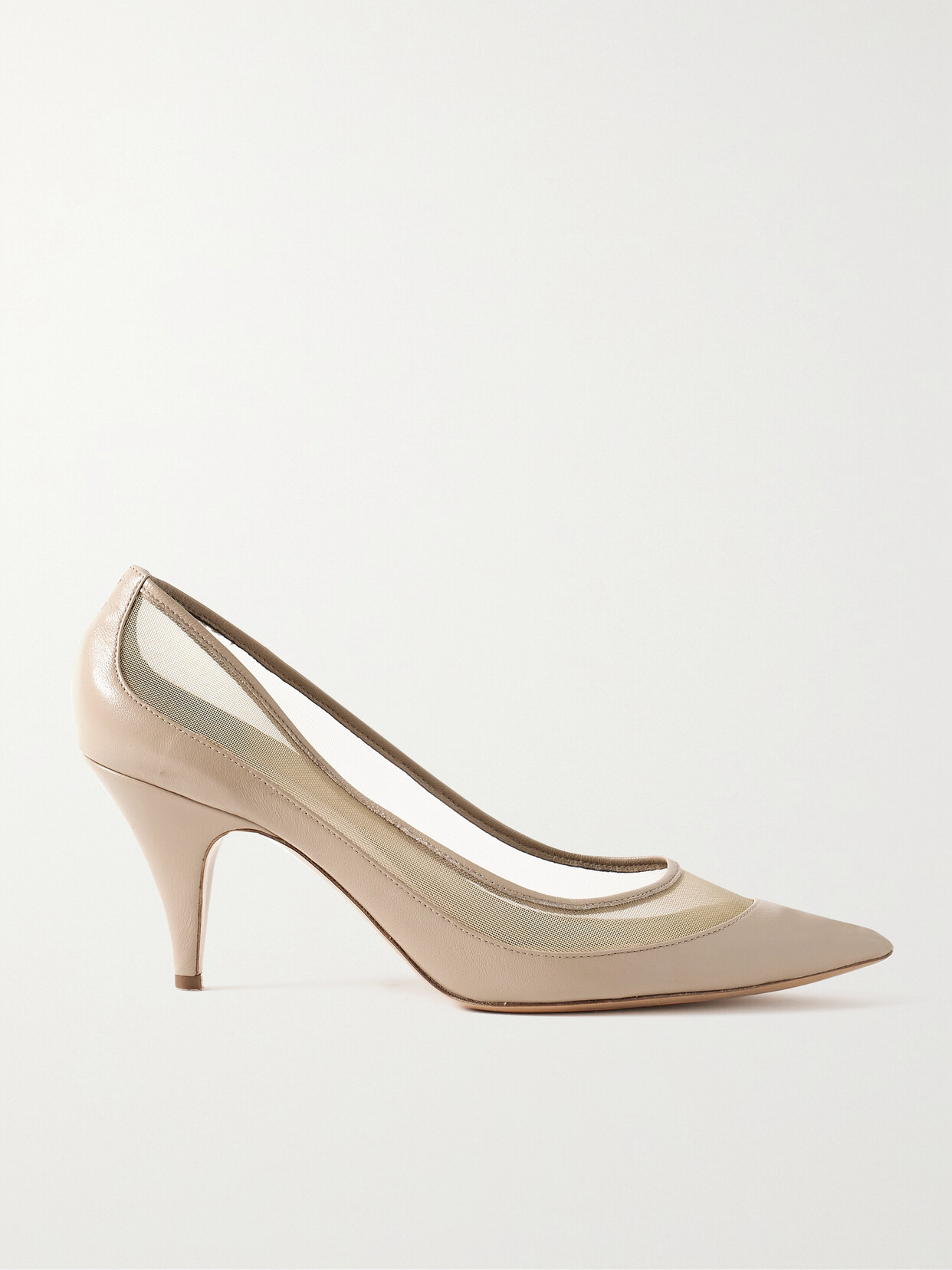 Khaite River Iconic Mesh-trimmed Patent-leather Pumps In Neutrals