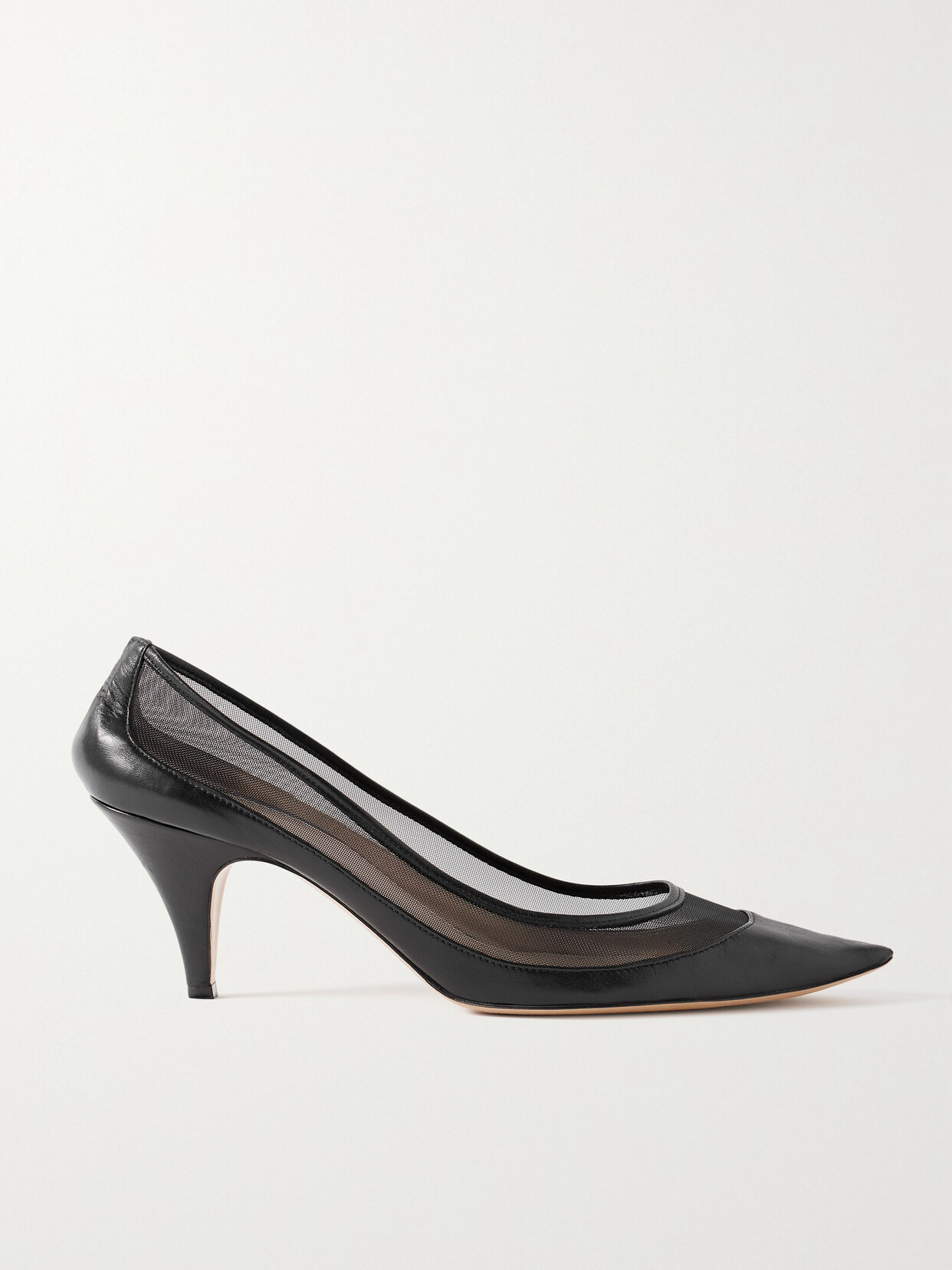 Khaite River Iconic Mesh And Leather Pumps In Black