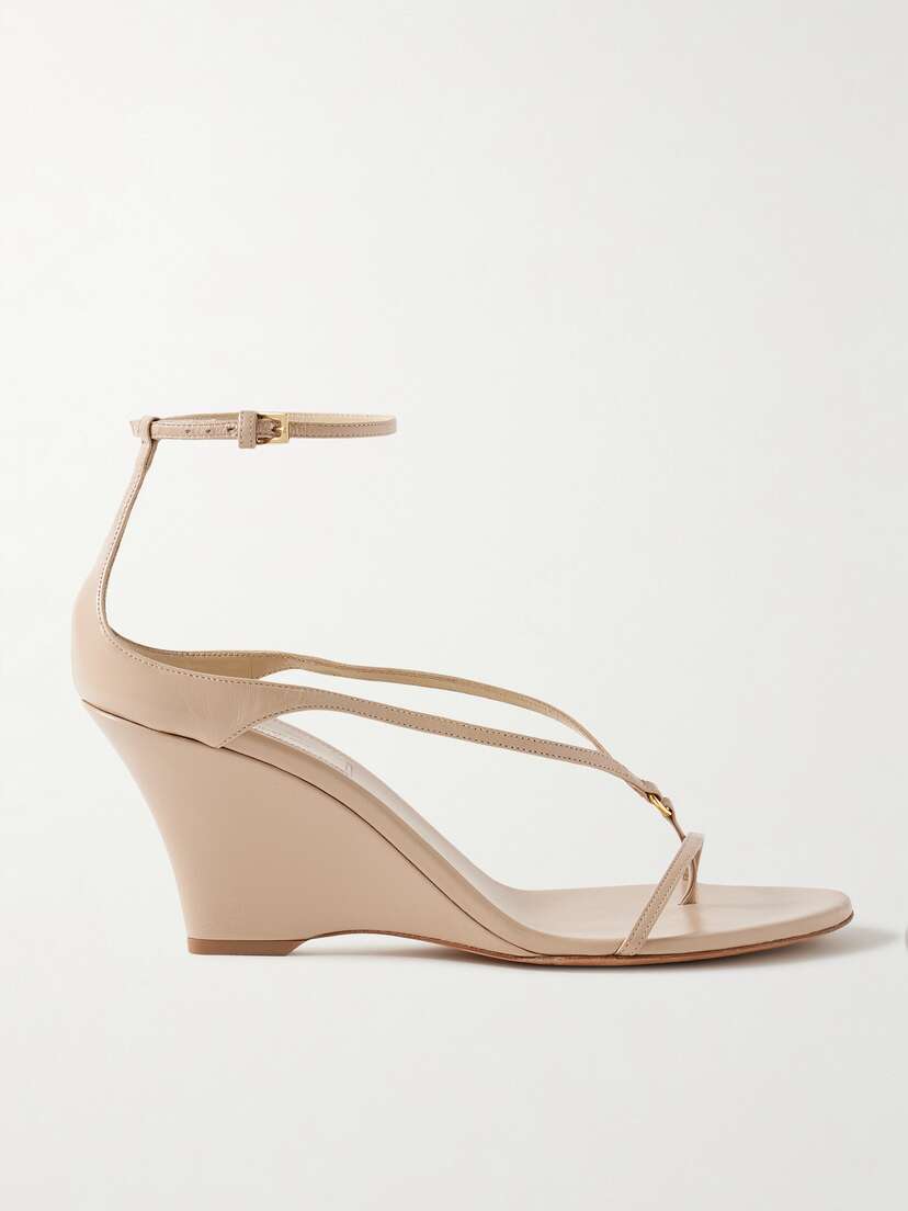 Khaite Marion Embellished Leather Wedge Sandals