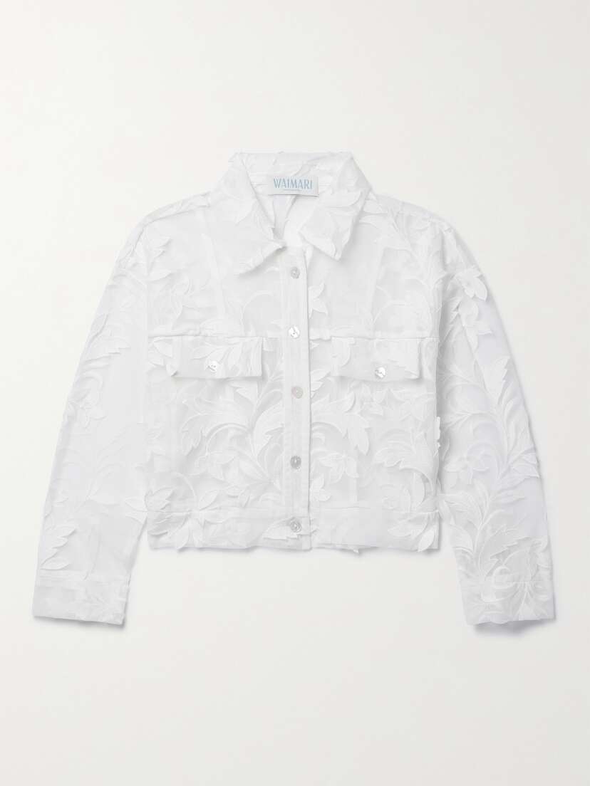 WAIMARI + Net Sustain Alora Cropped Embroidered Appliquéd Tulle Jacket - x large