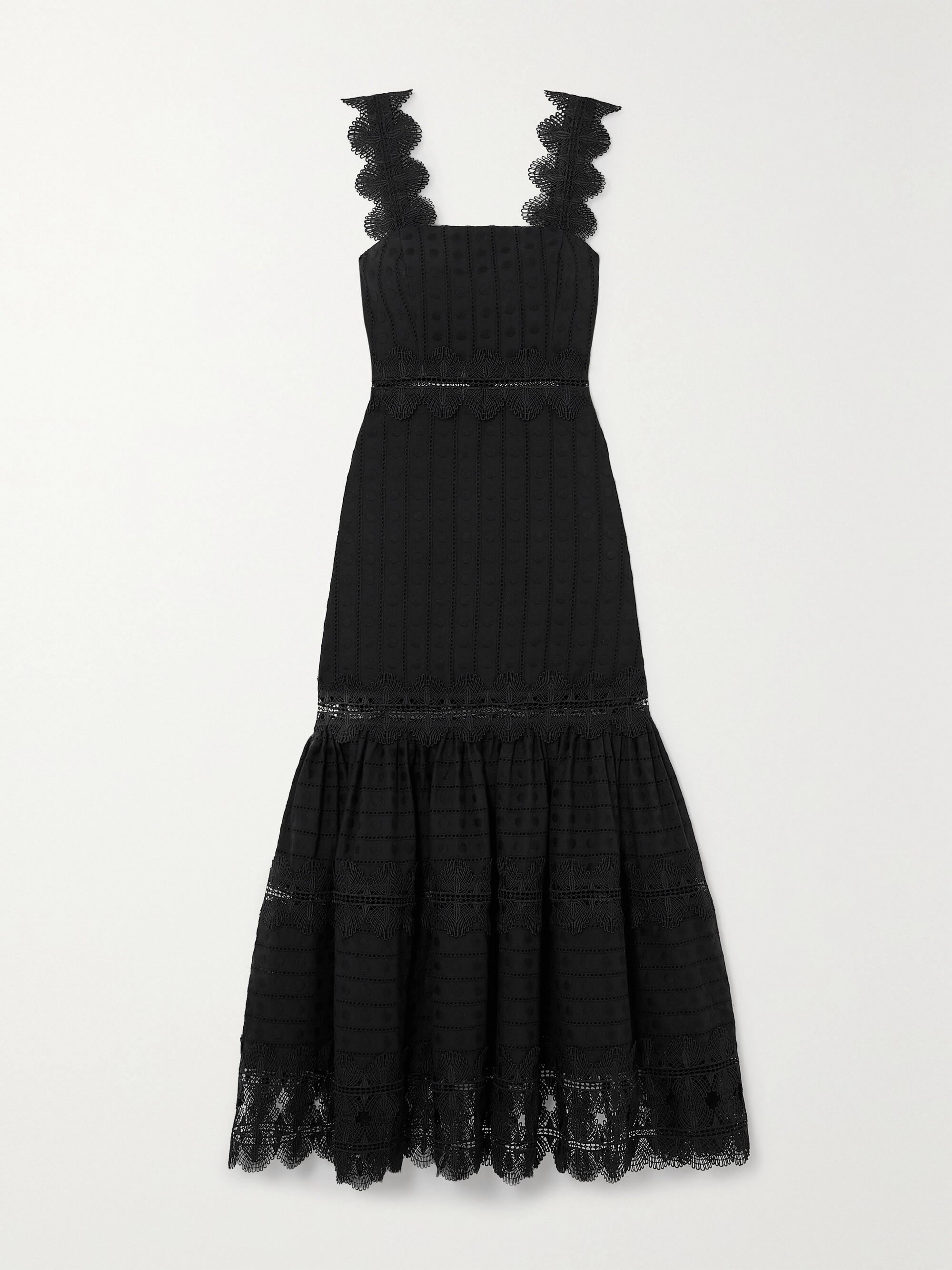 WAIMARI + NET SUSTAIN Ibiza tiered lace-trimmed broderie anglaise cotton midi dress thumbnail