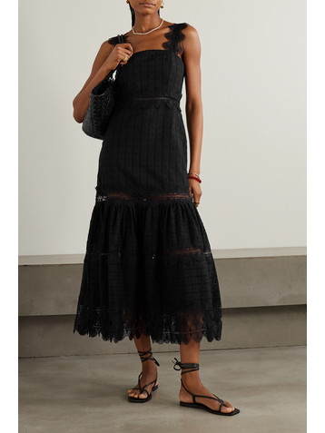 WAIMARI + NET SUSTAIN Ibiza tiered lace-trimmed broderie anglaise cotton midi dress