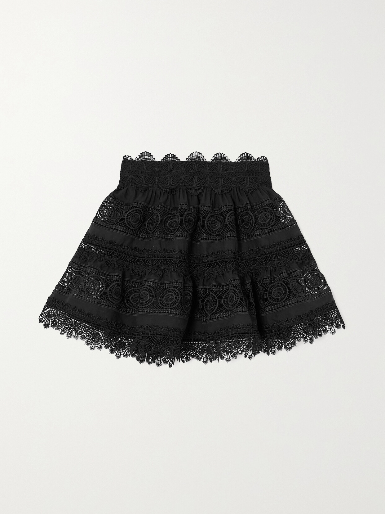 Waimari + Net Sustain Ines Guipure Lace And Poplin Mini Skirt In Black