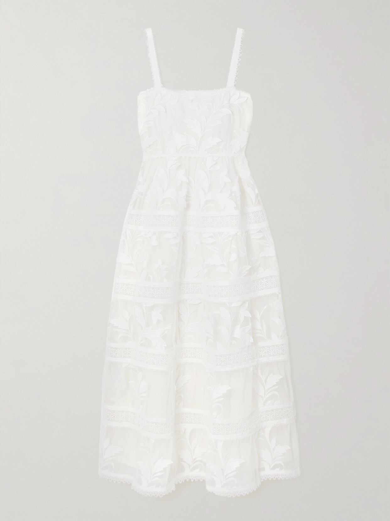 WAIMARI - + Net Sustain Paradisia Appliquéd Lace-trimmed Tulle Maxi Dress - White