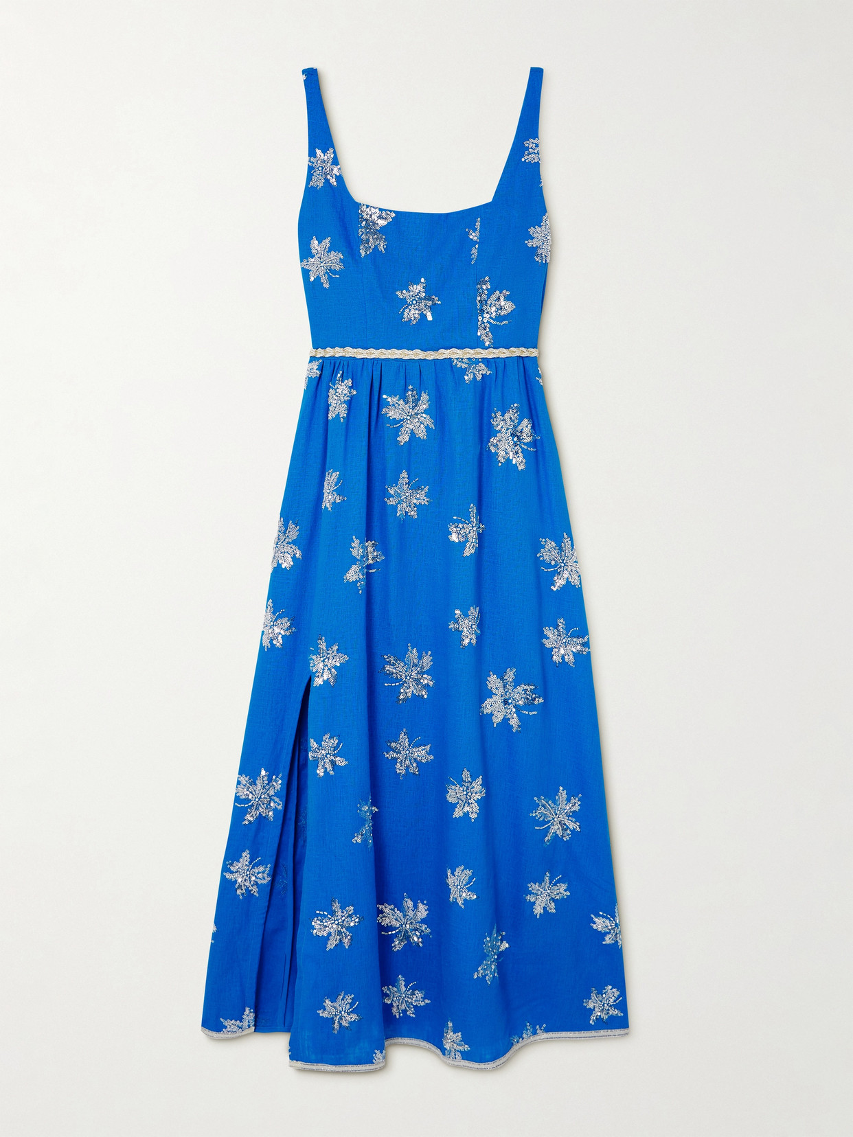 Waimari + Net Sustain Olivia Embellished Woven Midi Dress In Blue