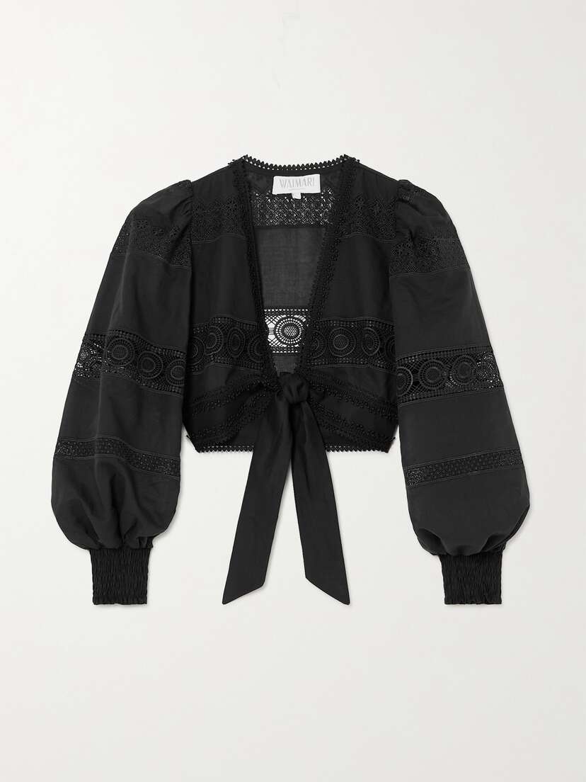 WAIMARI + Net Sustain Havana Lace-trimmed Cropped Voile Top - x large