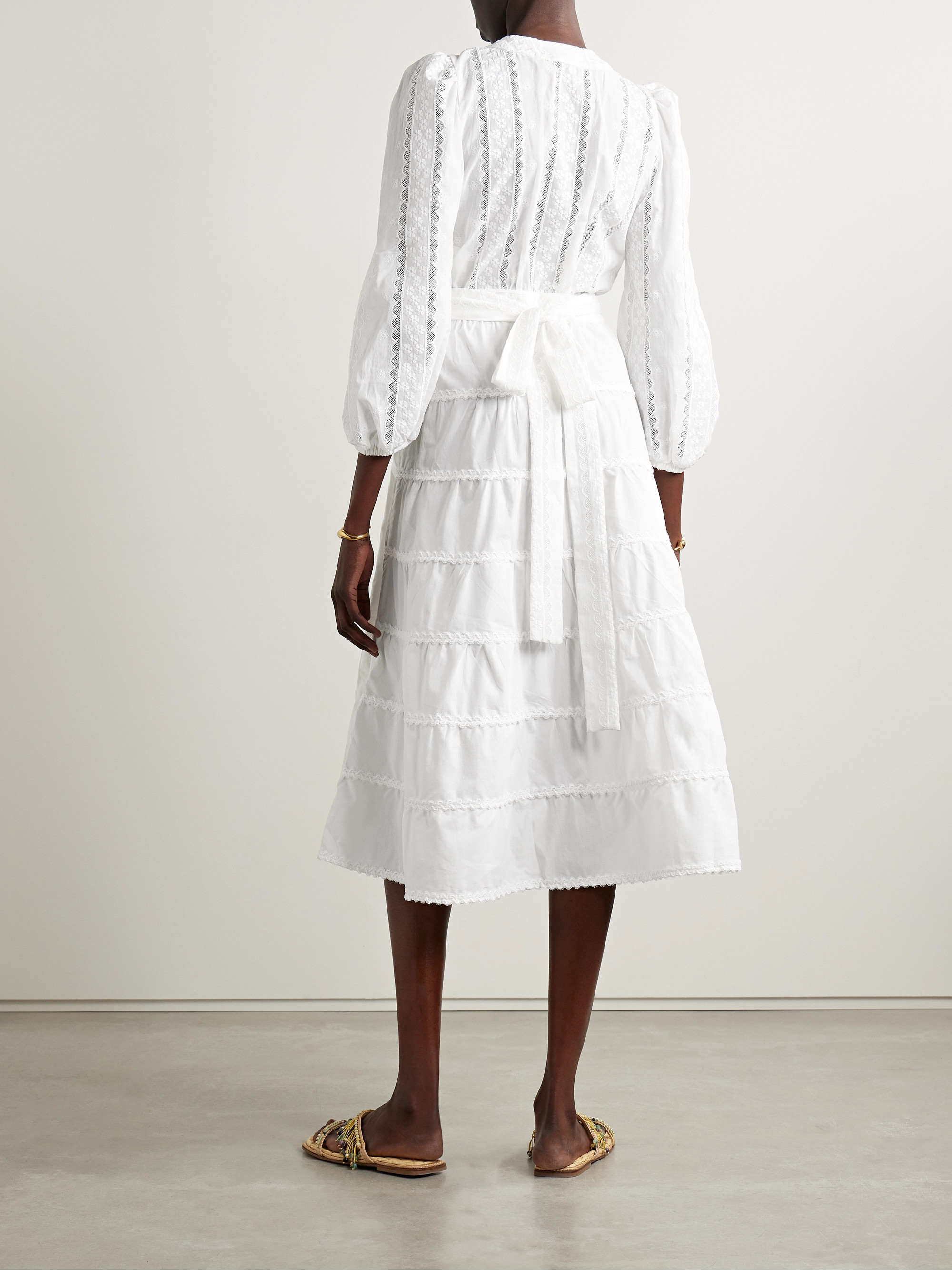 WAIMARI + NET SUSTAIN Aurora lace-trimmed embroidered cotton-blend wrap dress thumbnail