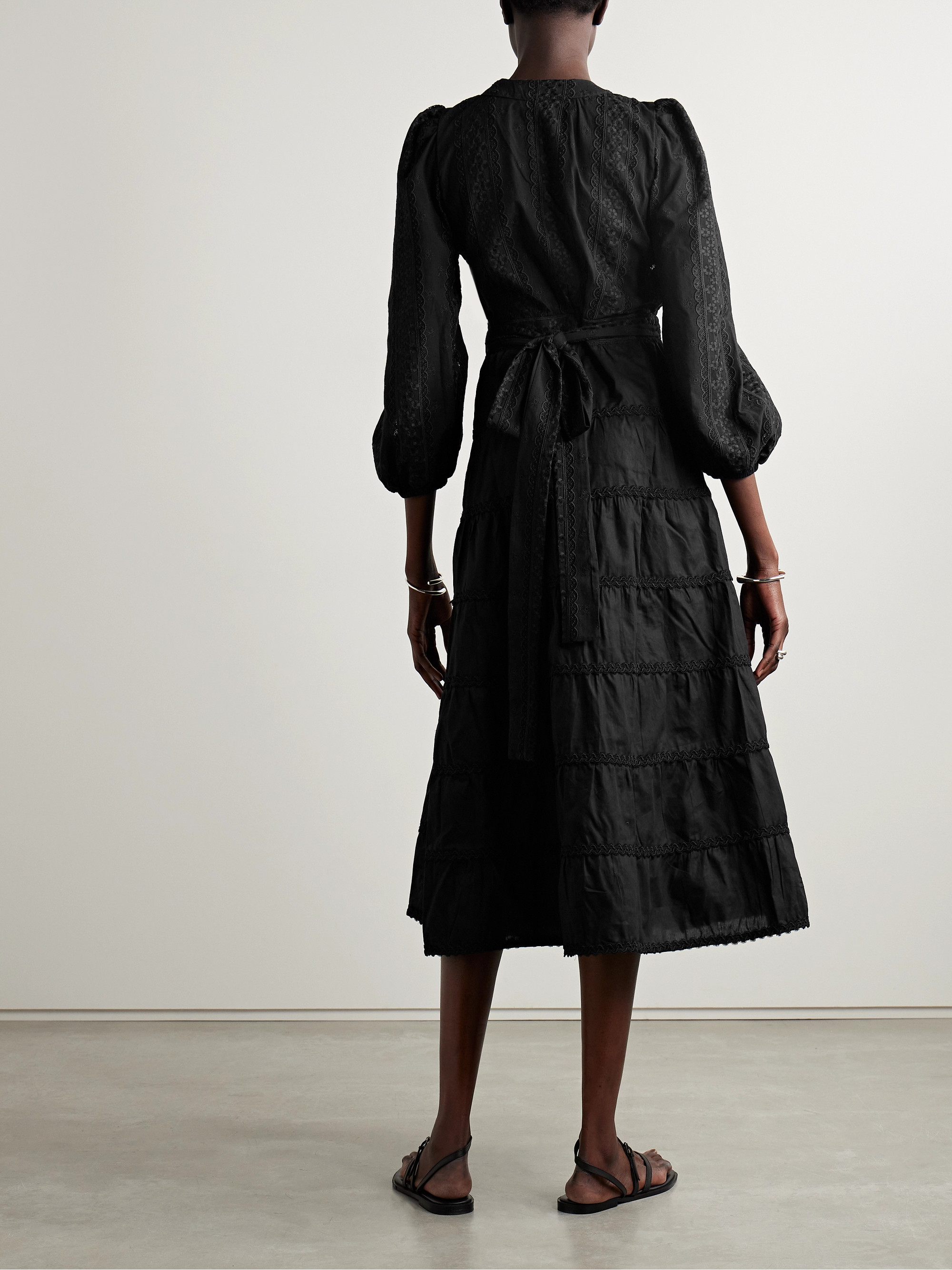 WAIMARI + NET SUSTAIN Aurora lace-trimmed embroidered cotton-blend wrap dress thumbnail