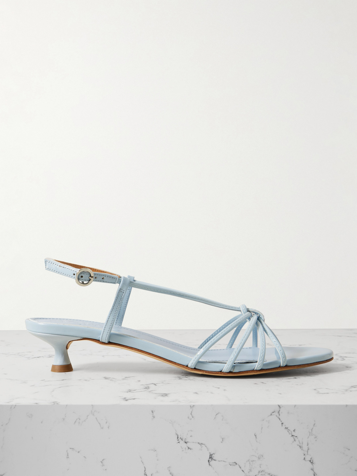 Shop Aeyde Rhonda Glossed-leather Sandals In Blue