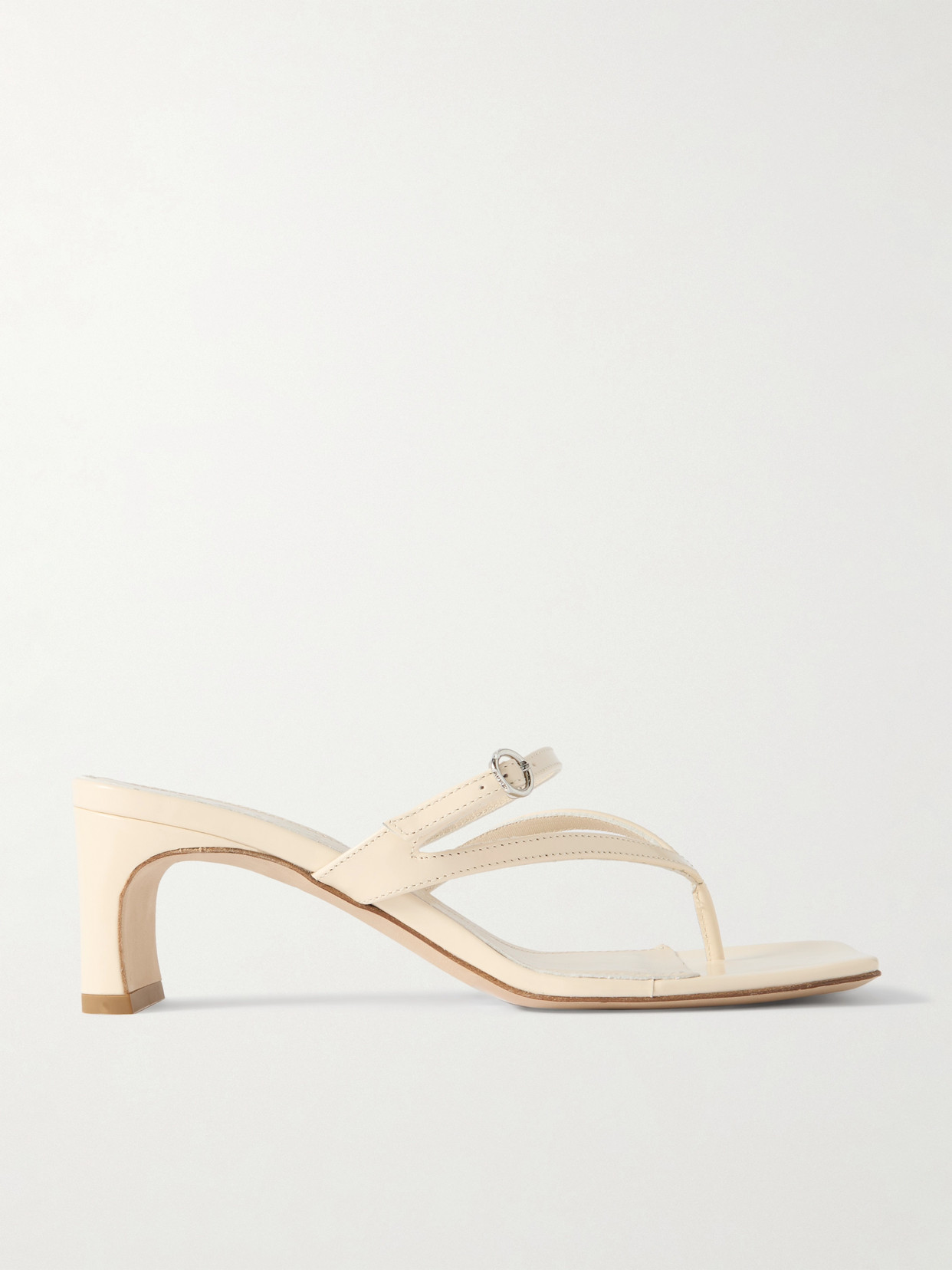 Shop Aeyde Giselle Patent-leather Sandals In Cream