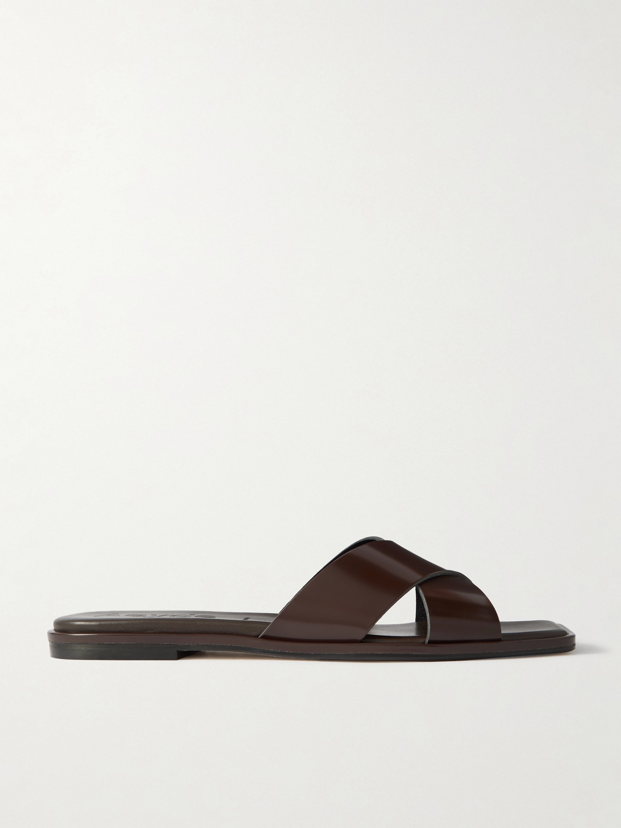 Shop Aeyde Sonia Leather Slides In Brown