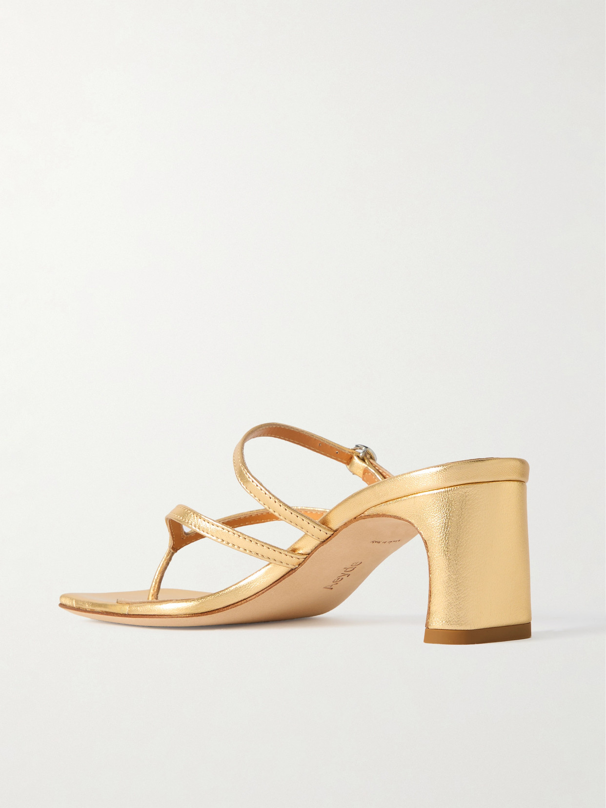 Aeyde Giselle Metallic Leather Sandals In Gold