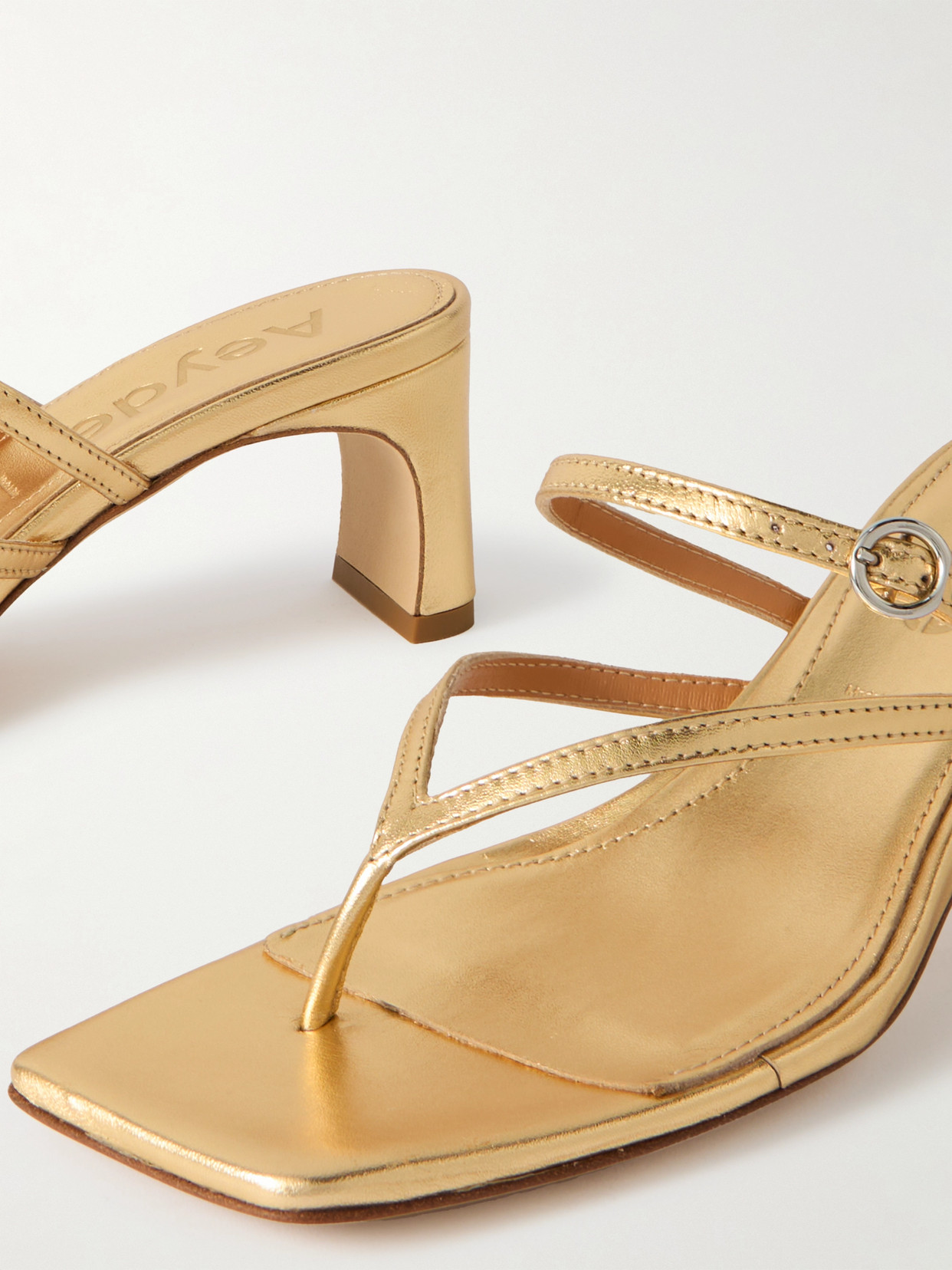 Aeyde Giselle Metallic Leather Sandals In Gold