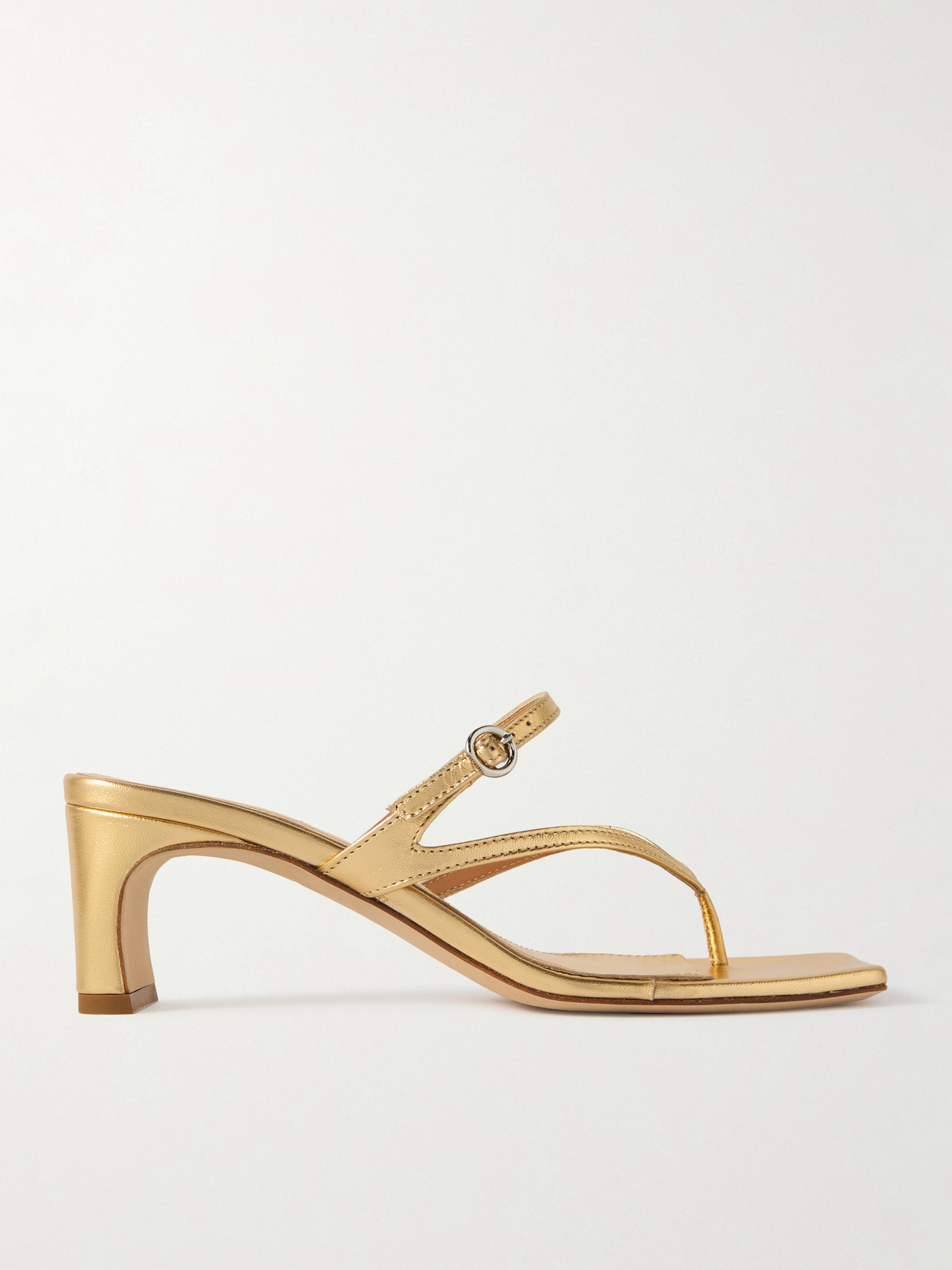 Aeyde Giselle Metallic Leather Sandals In Gold