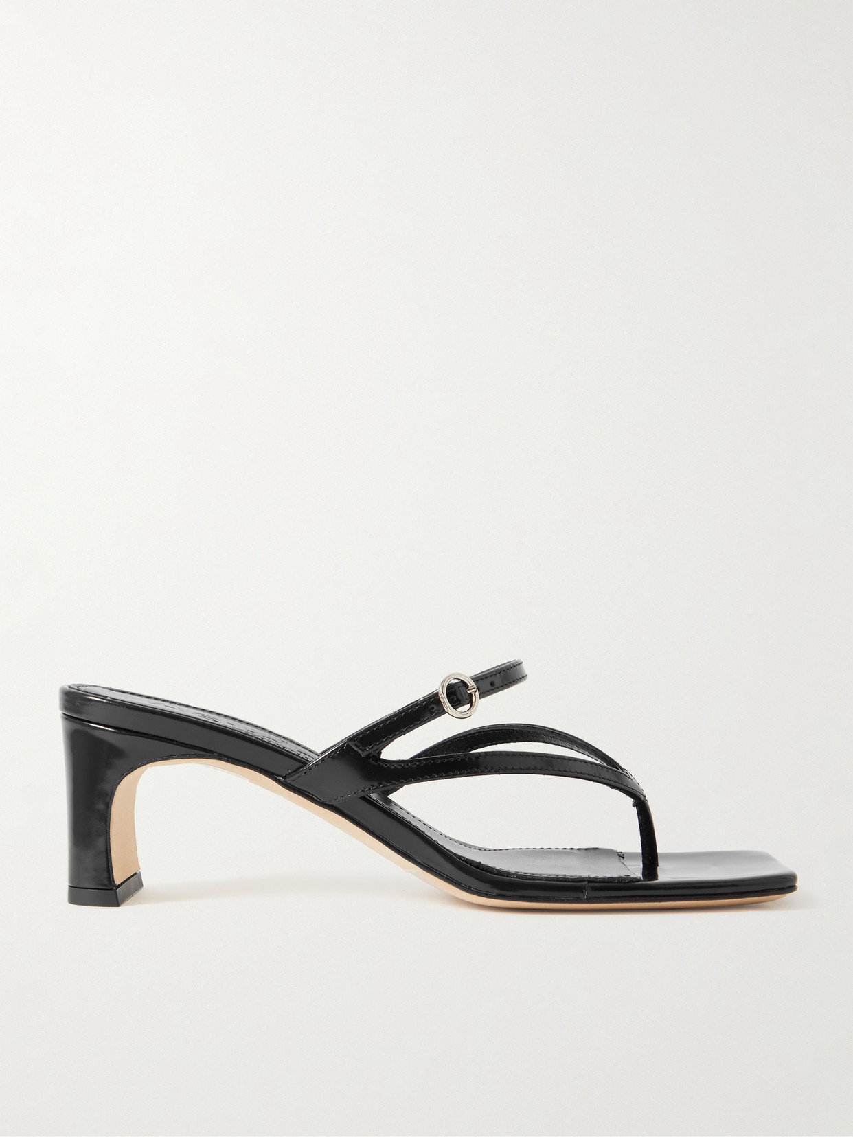 Shop Aeyde Giselle Glossed-leather Sandals In Black