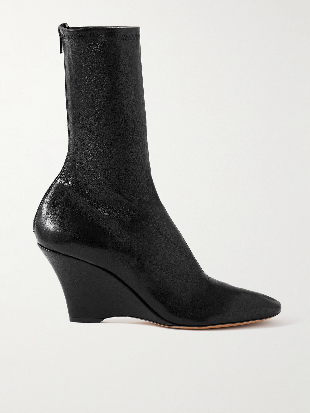 Khaite Apollo Leather Wedge Ankle Boots In Black