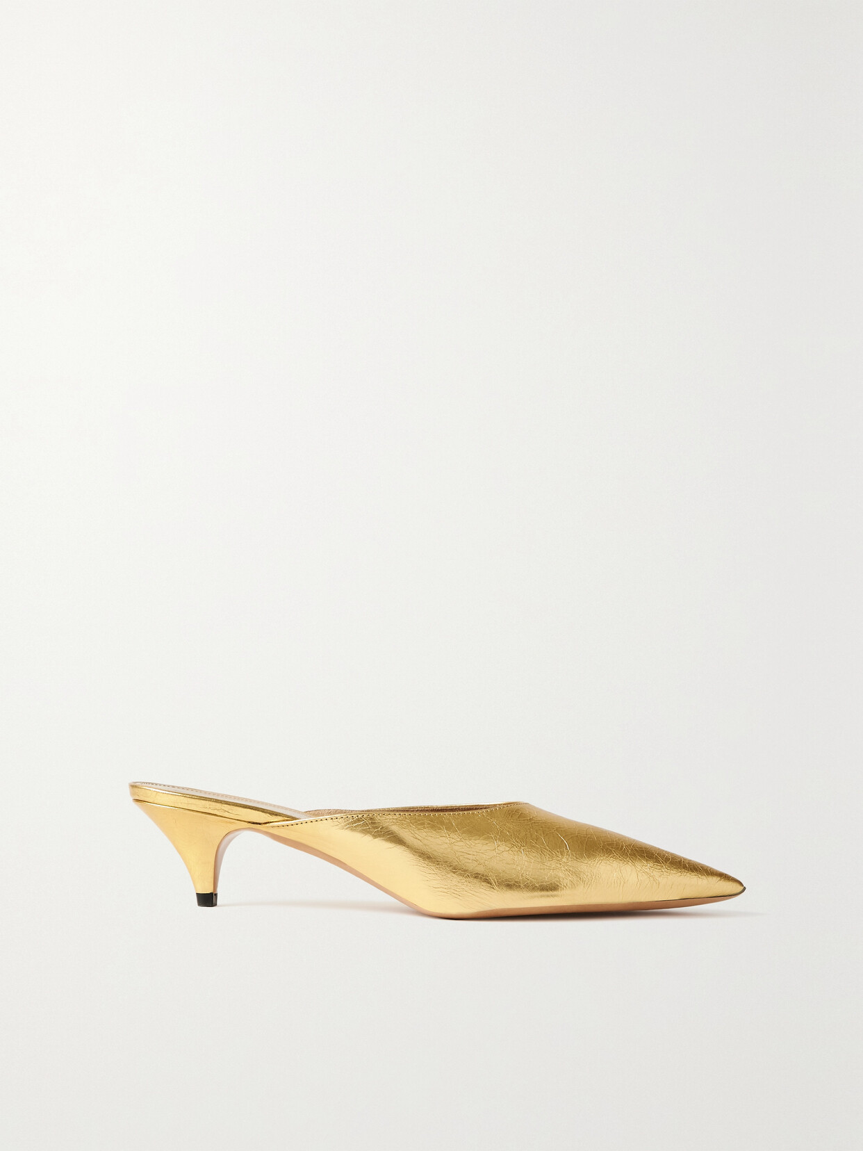 Shop Khaite River Metallic Crinkled-leather Mules In Gold