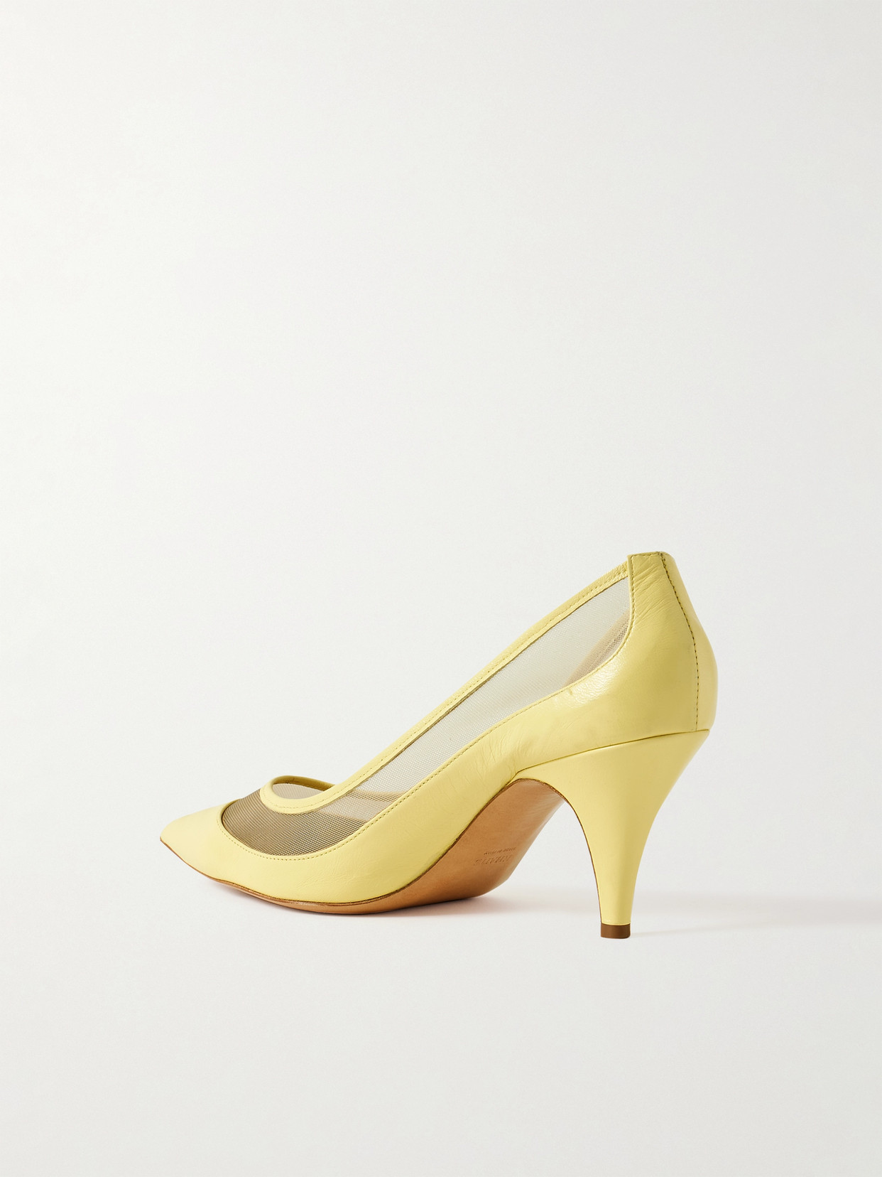 Khaite River Iconic Mesh-trimmed Leather Pumps In Yellow