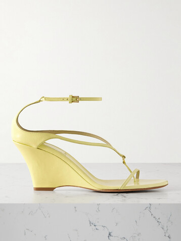KHAITE Marion embellished leather wedge sandals