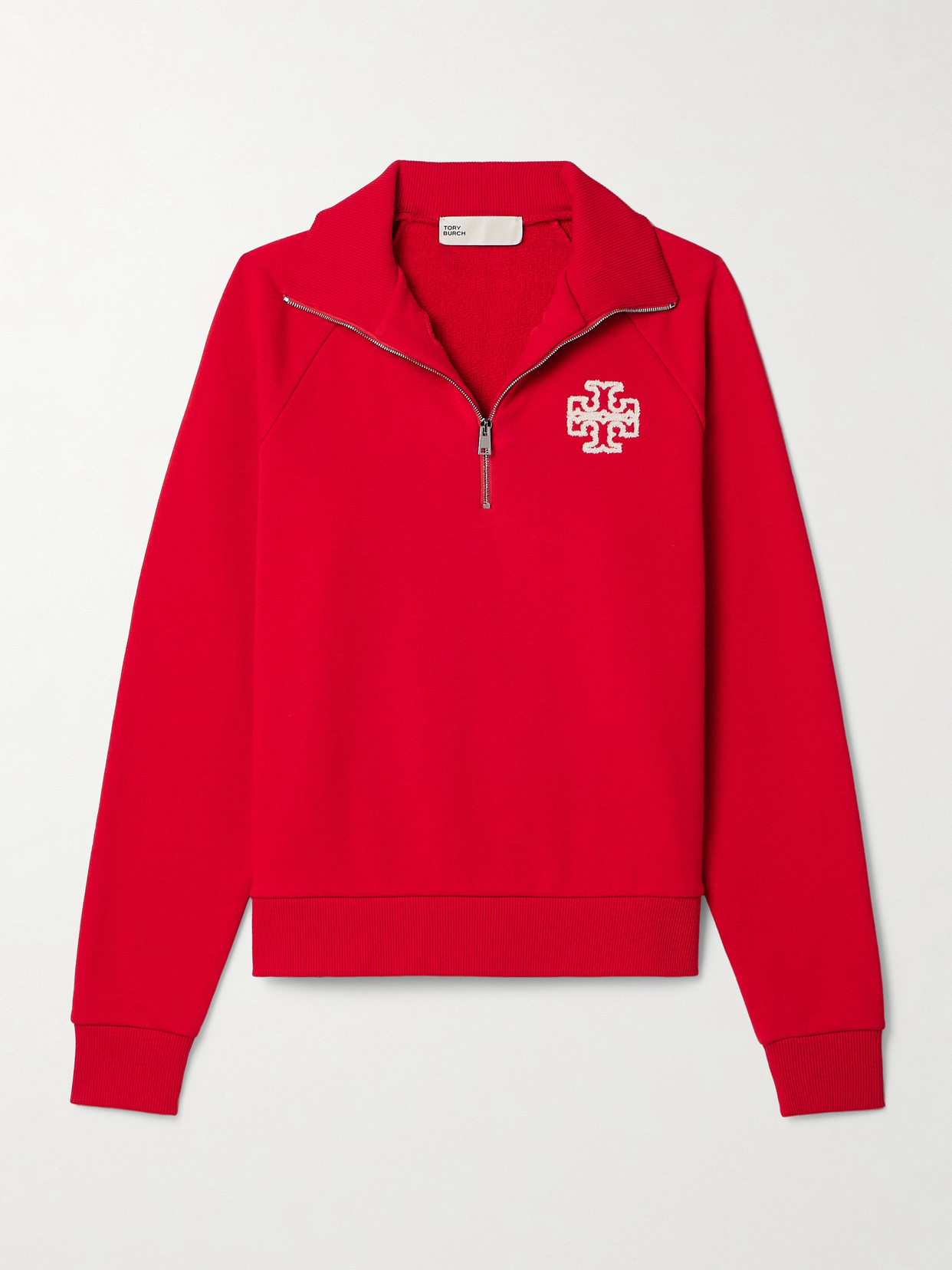 Tory Sport Tory Burch Heavy French Terry Half-zip Sweatshirt In Radiant Red