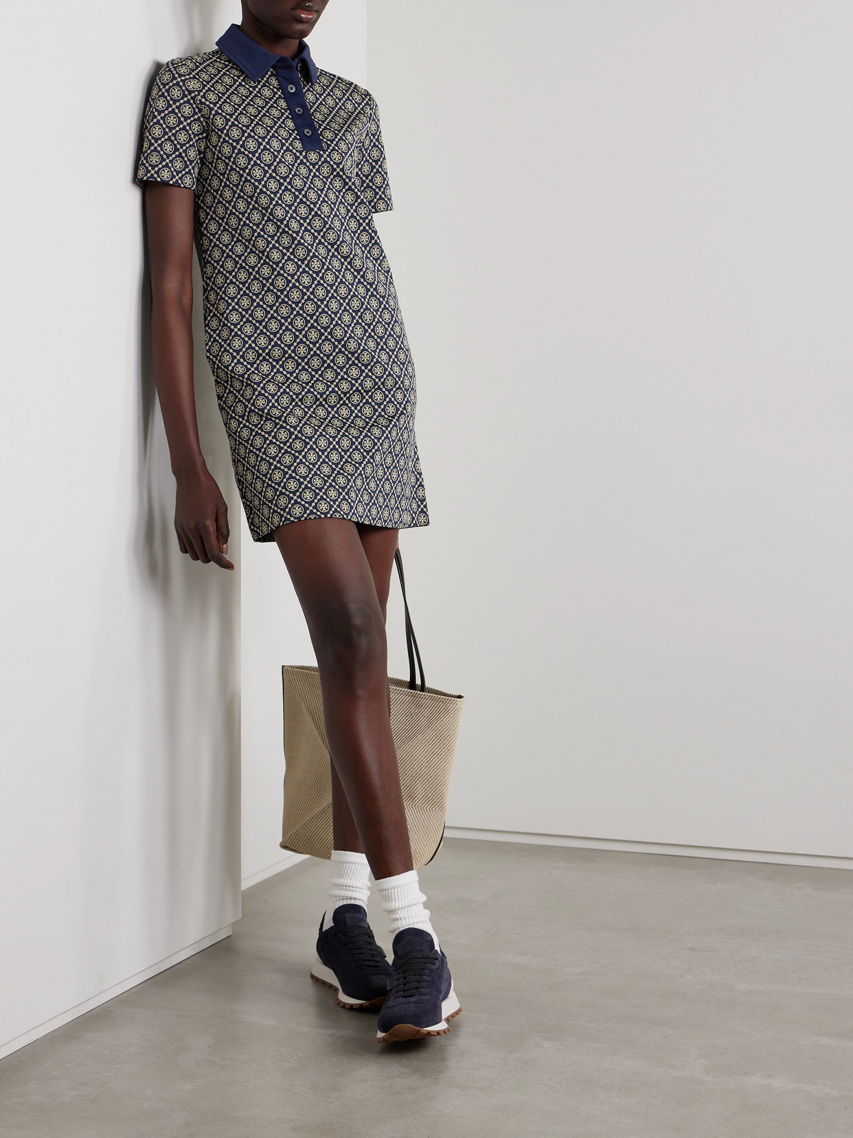 Tory Sport Tory Burch T Monogram Nylon Polo Dress In Blue