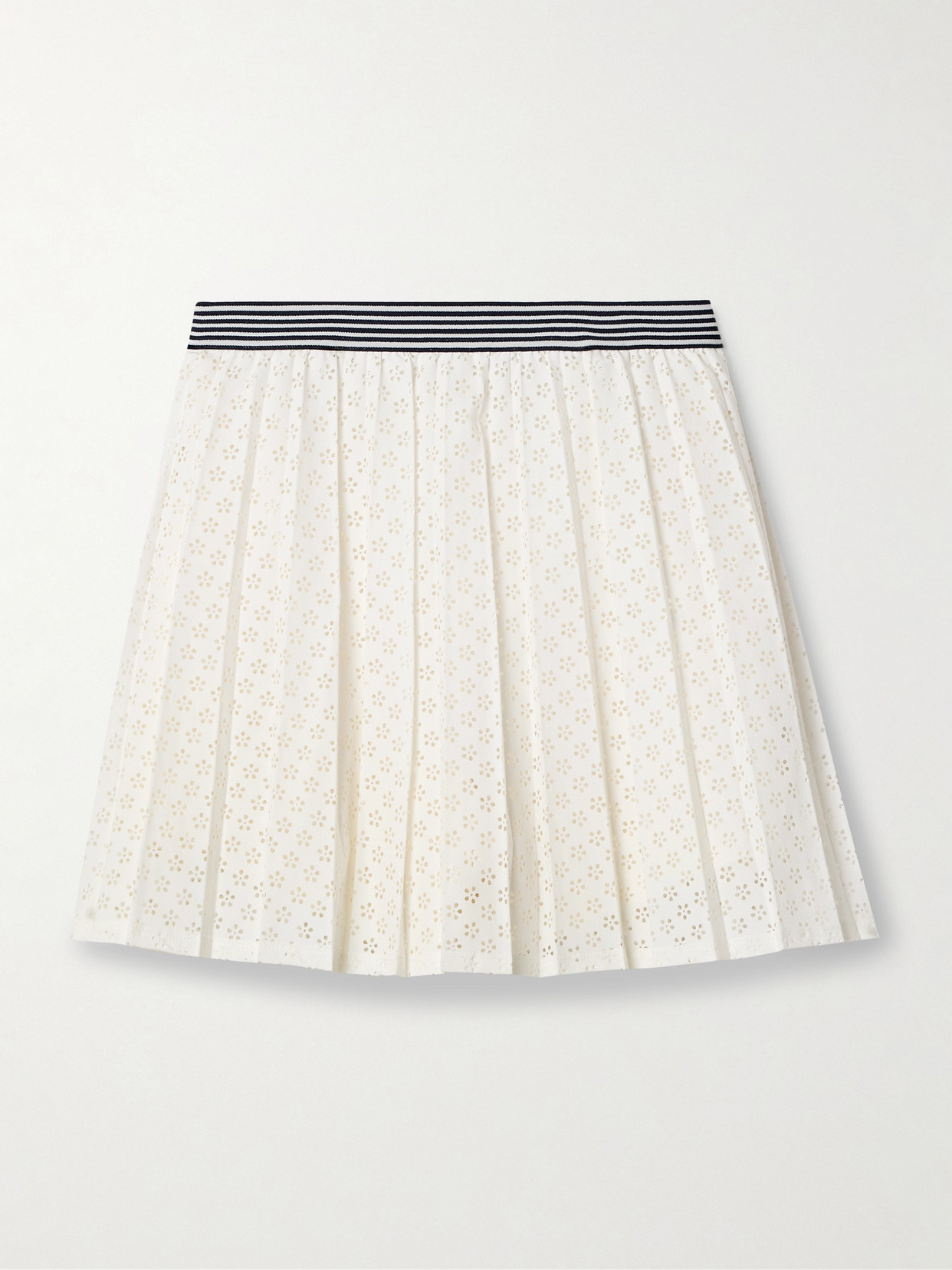 Tory Sport Performance Pleated Laser-cut Stretch Tennis Skirt In White