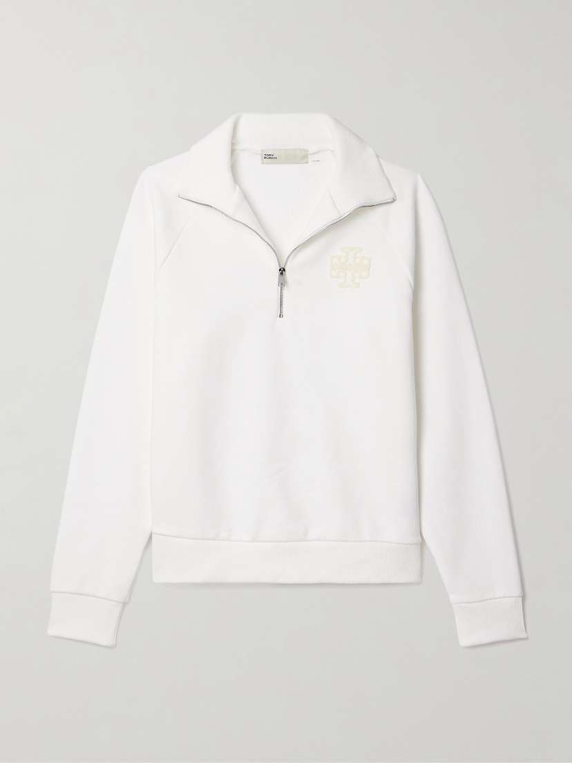 Tory Sport Terry-trimmed Cotton-jersey Sweatshirt