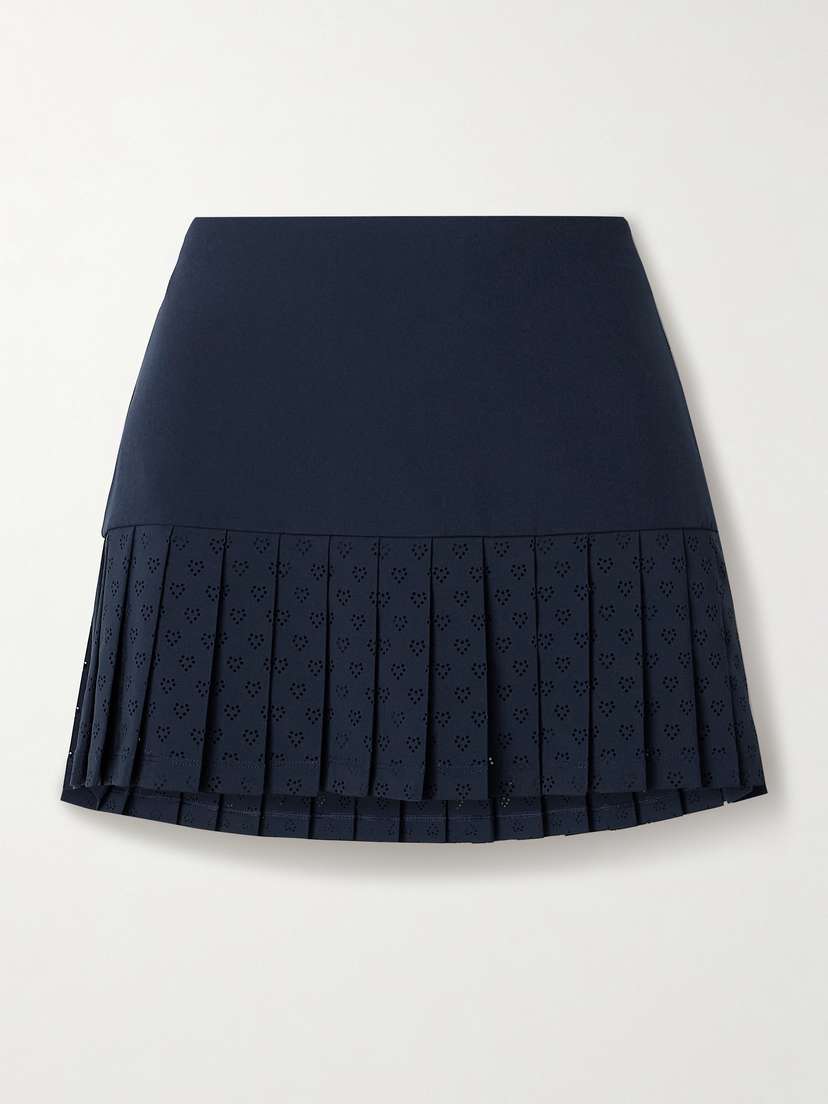 Tory Sport Performance Pleated Laser-cut Stretch-jersey Tennis Skirt