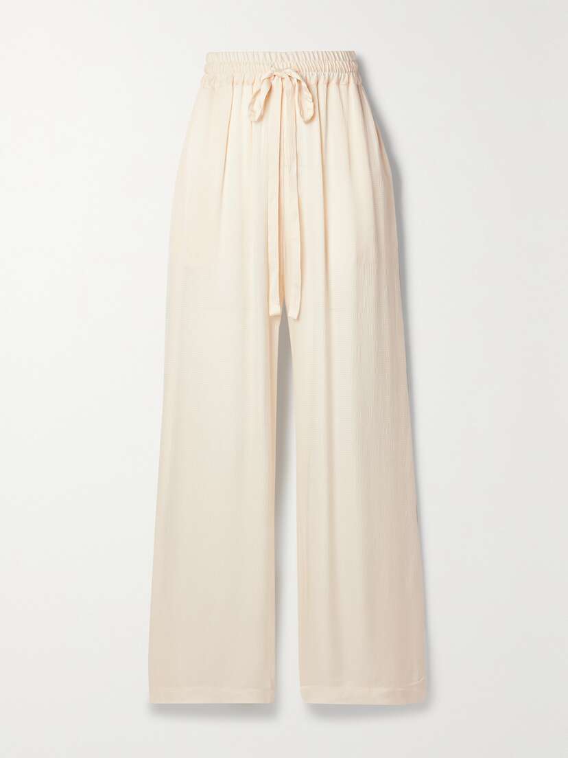 Bondi Born + Net Sustain Ardea Pleated Seersucker Straight-leg Pants - x large