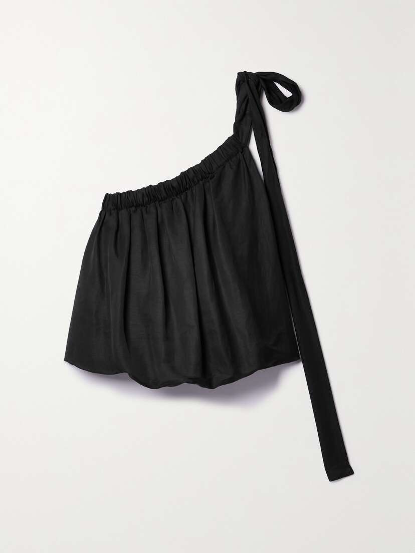 Bondi Born + Net Sustain Bormio One-shoulder Cropped Woven Top - x large