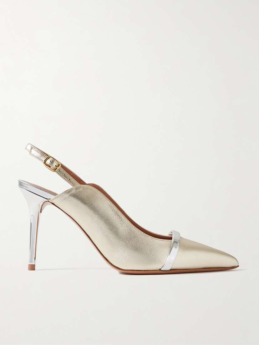 Malone Souliers Marion 85 Metallic Leather Slingback Pumps