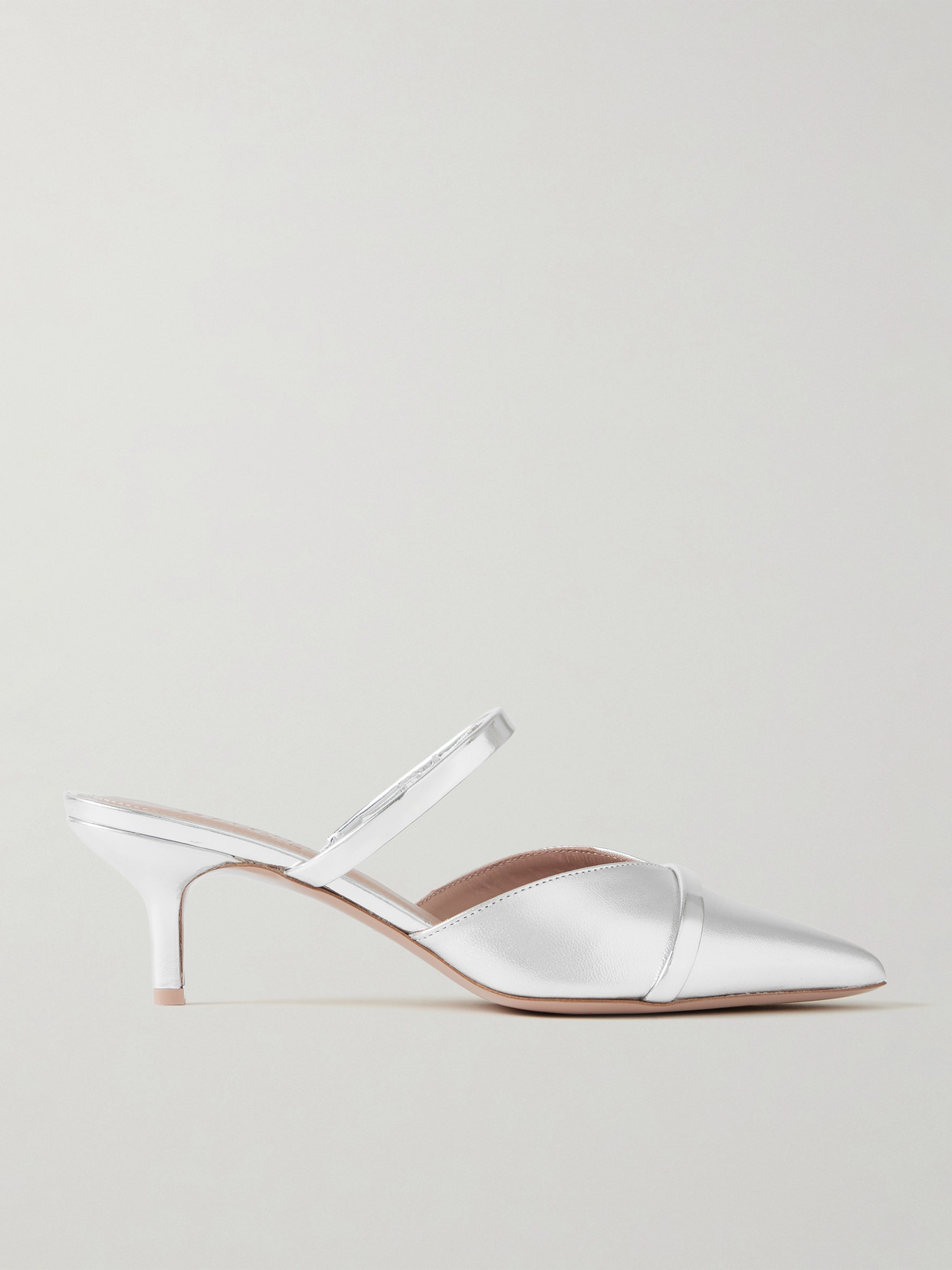 Malone Souliers Frankie 45mm Metallic Mules In Silver