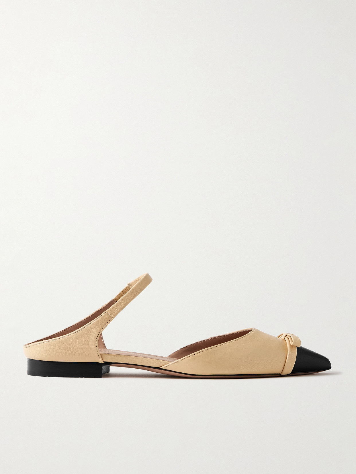 Malone Souliers Blythe 10 Bow-embellished Two-tone Leather Point-toe Flats In Neutrals