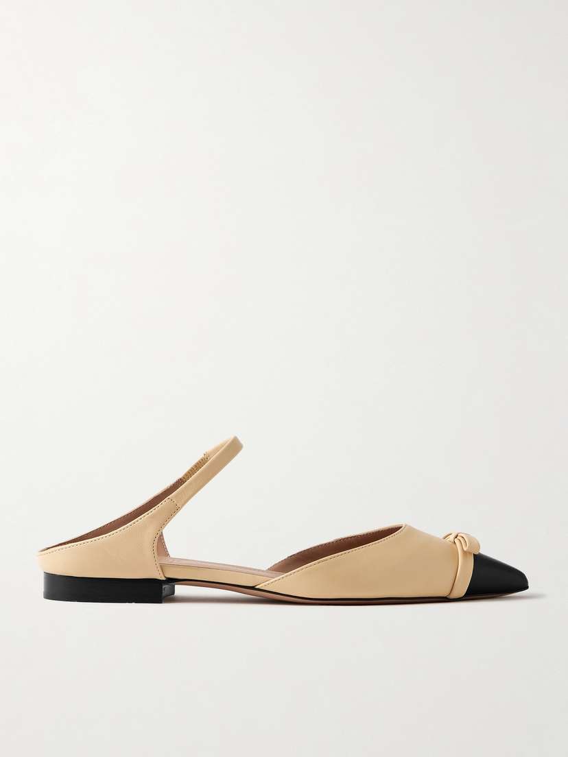 Malone Souliers Blythe 10 Bow-embellished Two-tone Leather Point-toe Flats