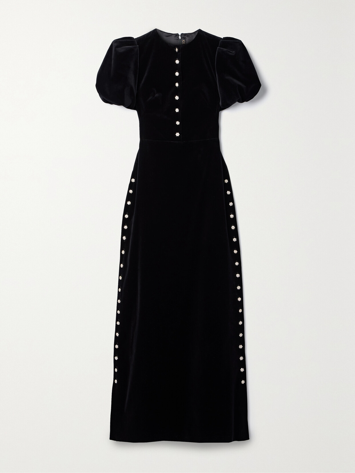 The Vampire's Wife The Affliction Crystal-embellished Cotton-velvet Maxi Dress In Black