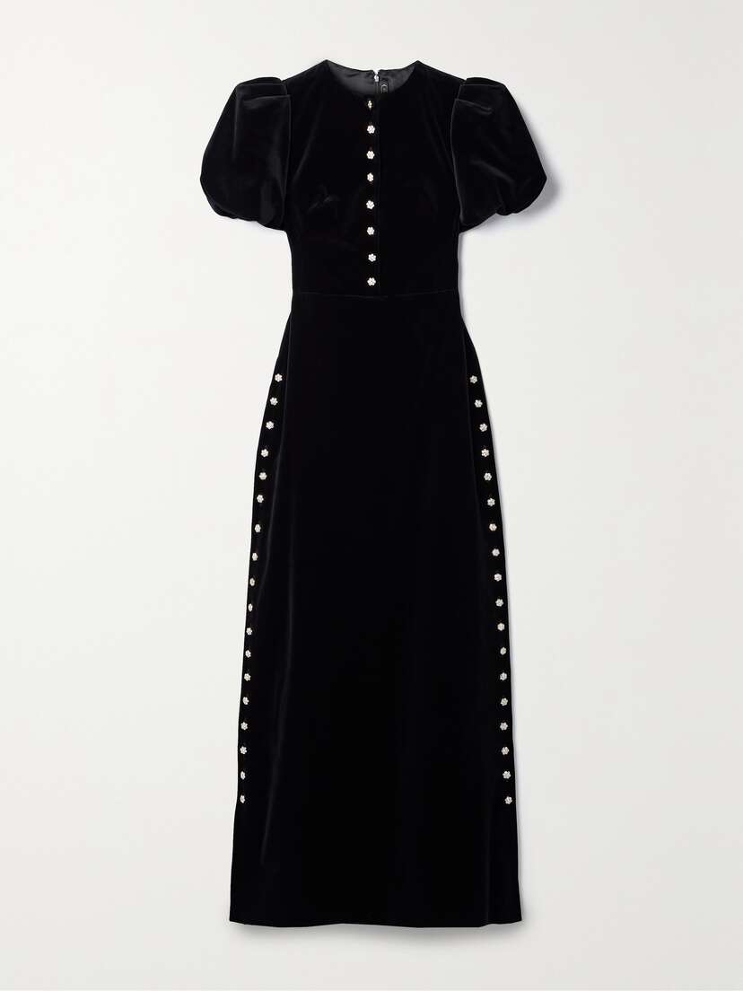 The Vampire's Wife The Affliction Crystal-embellished Cotton-velvet Maxi Dress - UK 14