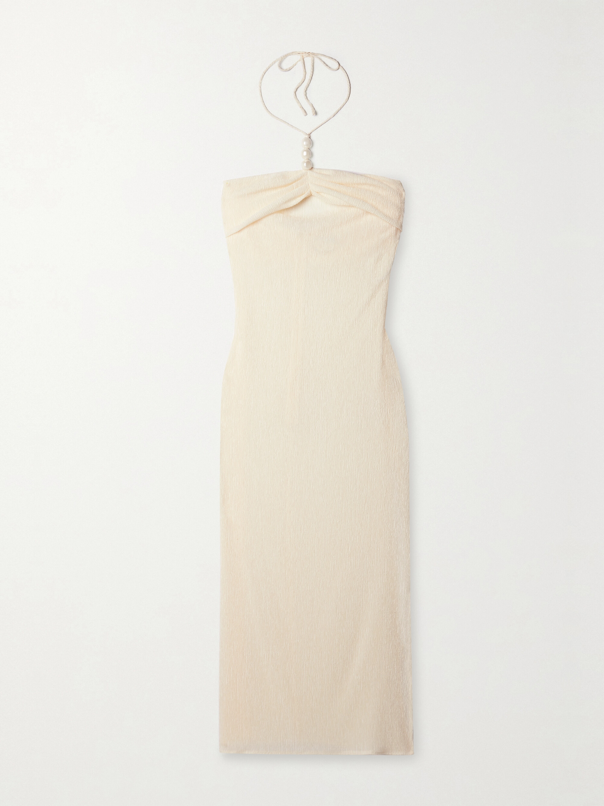 Magda Butrym Embellished gathered stretch Lyocell-blend halterneck maxi dress