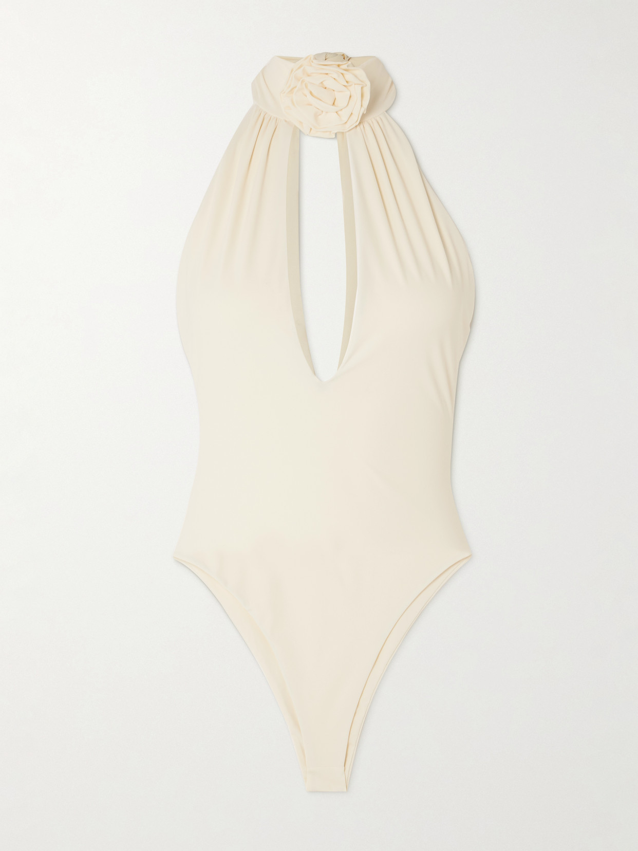 Magda Butrym Appliquéd Halterneck Swimsuit In Cream