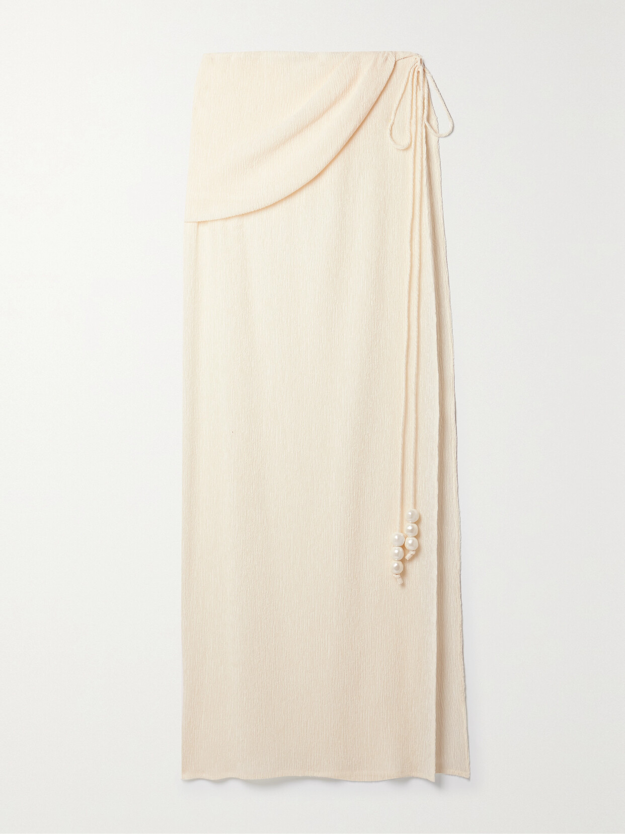 Magda Butrym Draped Embellished Stretch Lyocell-blend Crepon Maxi Wrap Skirt - Cream