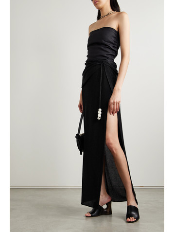 Magda Butrym Draped embellished stretch Lyocell-blend crepon wrap maxi skirt