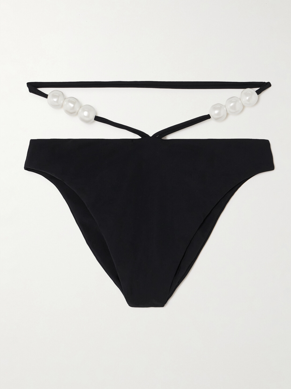 Shop Magda Butrym Faux Pearl-embellished Bikini Briefs In Black