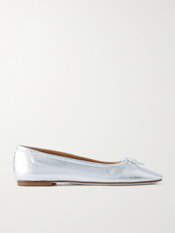 AEYDE Delfina bow-detailed metallic leather ballet flats