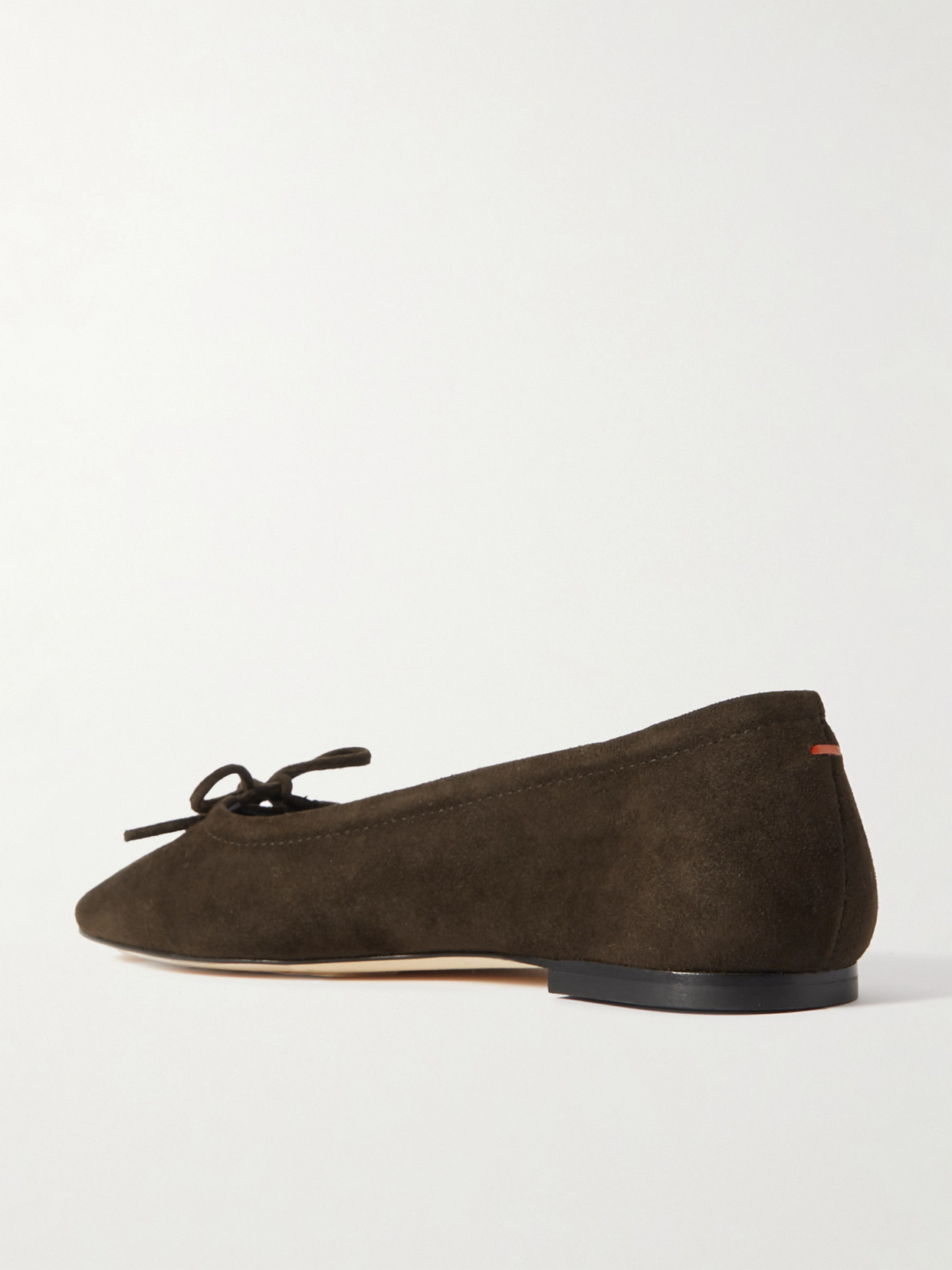 Shop Aeyde Delfina Bow-detailed Suede Ballet Flats In Brown