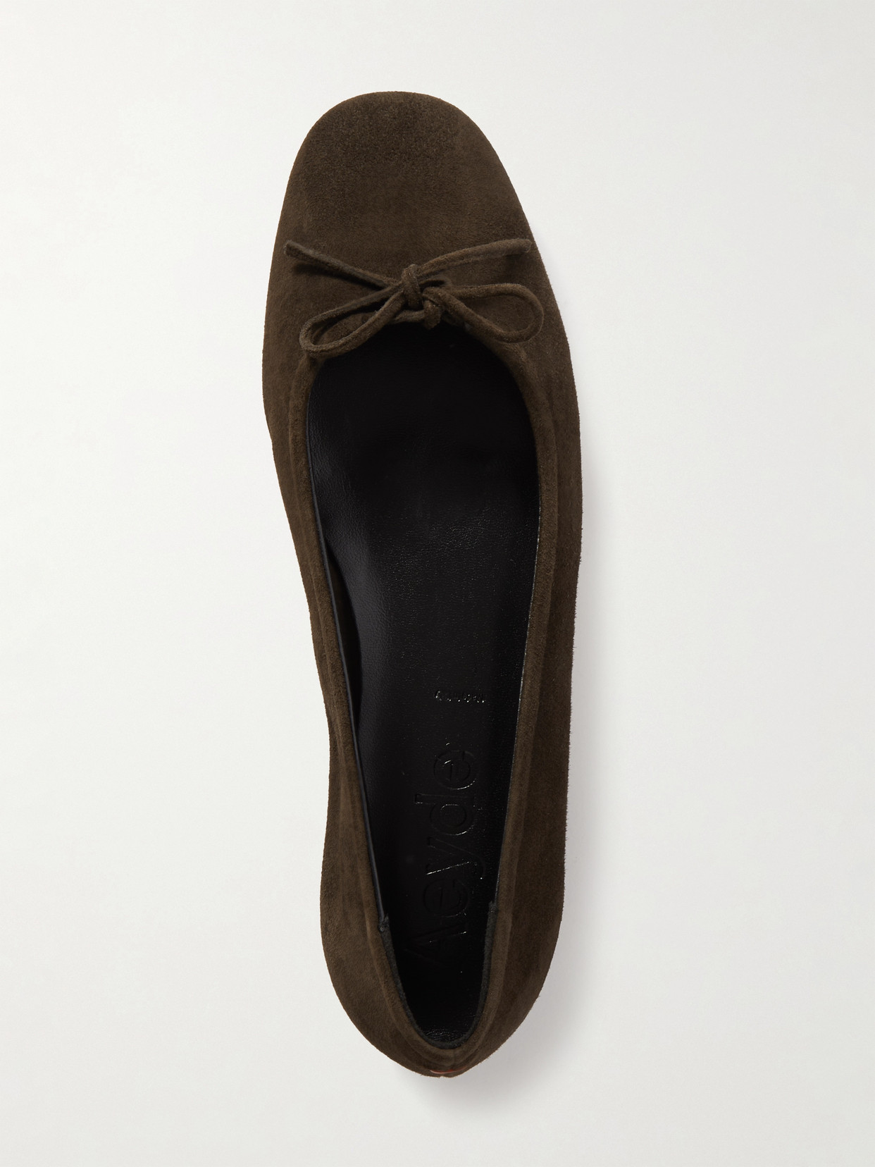 Shop Aeyde Delfina Bow-detailed Suede Ballet Flats In Brown