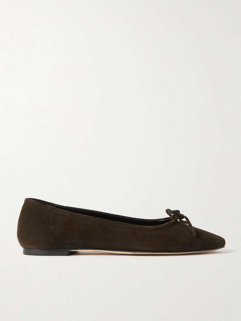 aeyde Delfina Bow-detailed Suede Ballet Flats