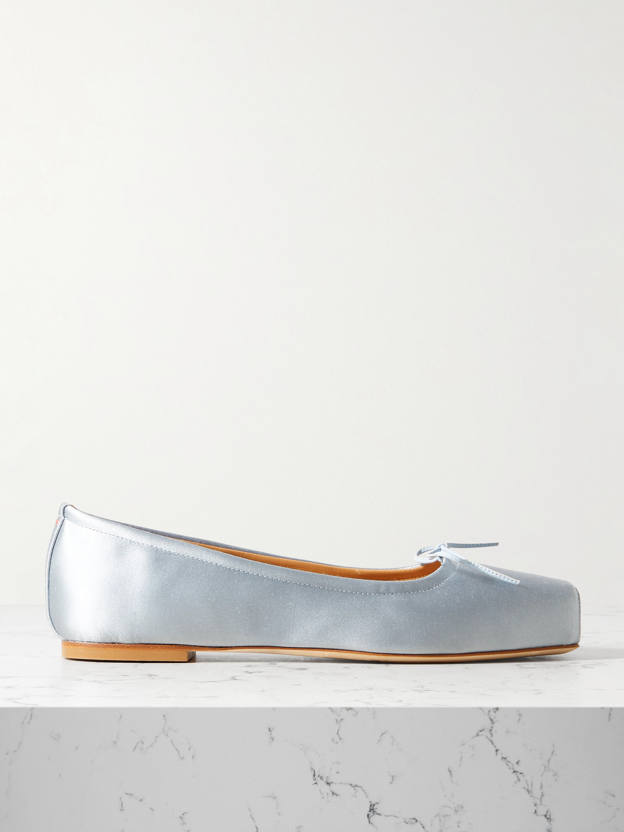 Aeyde Gabriella Satin Ballet Flats In Blue