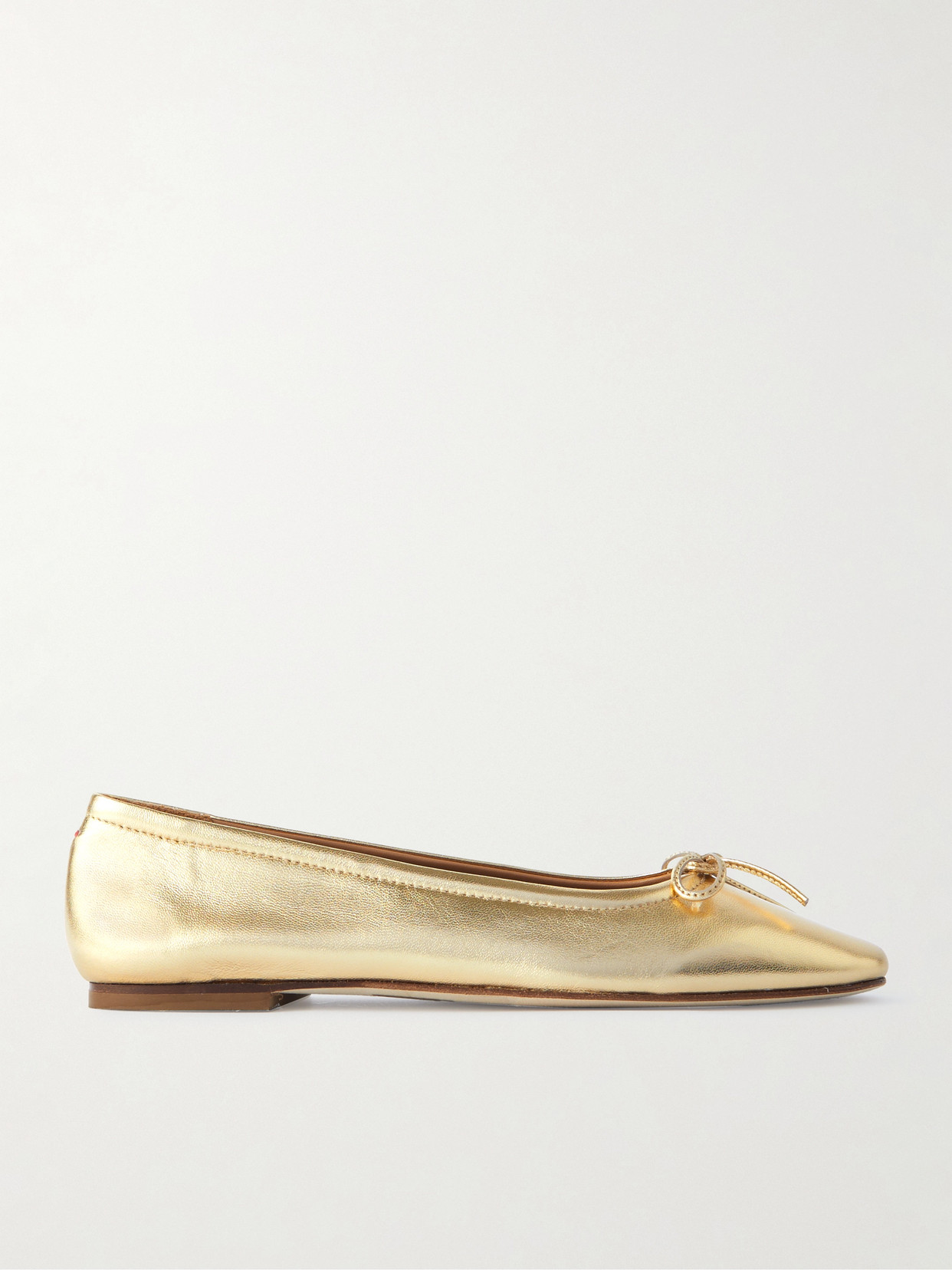 aeyde - Delfina Bow-detailed Metallic Leather Ballet Flats - Gold