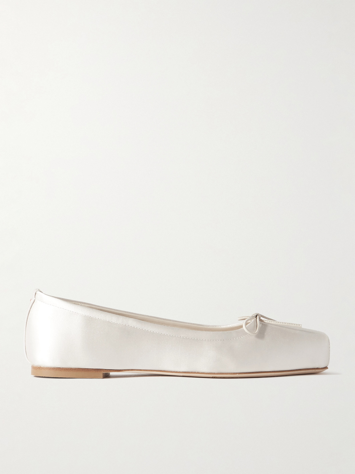 Shop Aeyde Gabriella Satin Ballet Flats In Cream